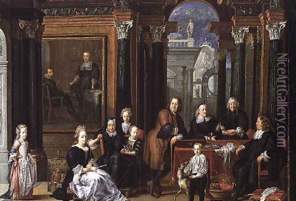 The Fay d'Herbe Family Portrait 1693 Oil Painting - Jan Anthonie Coxie