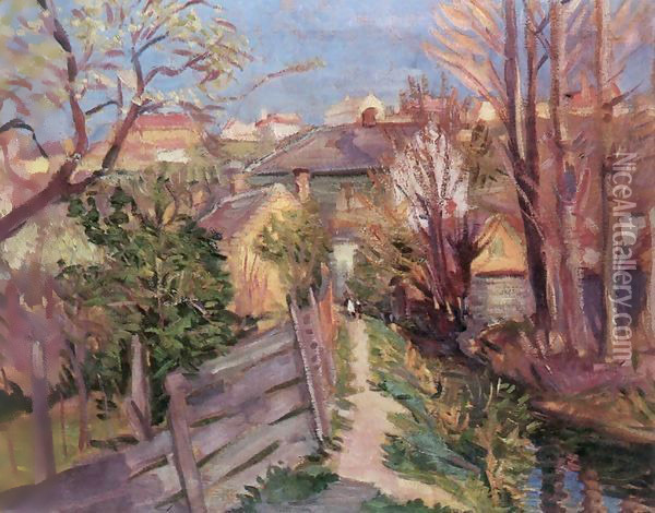 View at Veszprem 1946 Oil Painting - Imre Amos