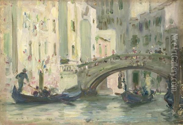 A Canal In Venice Oil Painting - Henry Scott Tuke