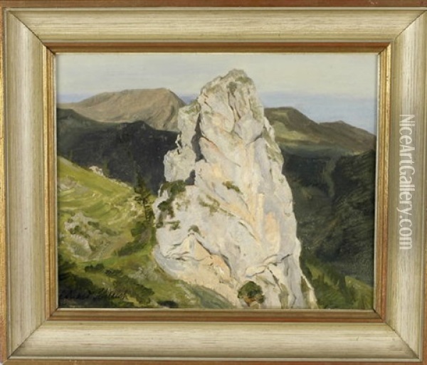 Fels Im Gebirge Oil Painting - Eduard Schleich the Elder