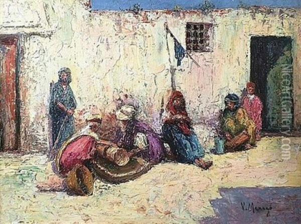 Le Pilage De L'argan Oil Painting - Vincent Manago