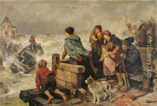 Ein Rettungsboot Oil Painting - Rudolf Jordan