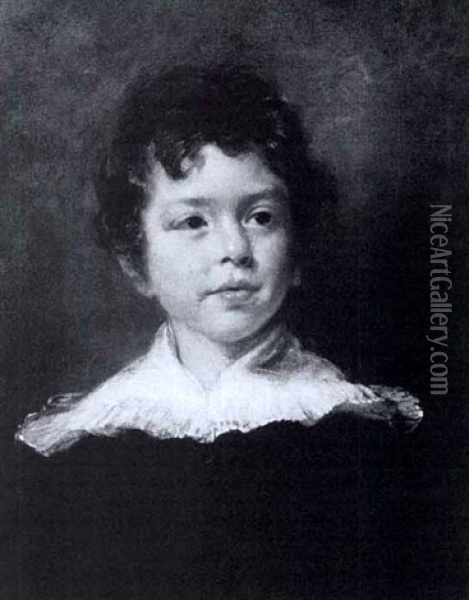 Young Boy With Lace Collar Oil Painting - Sir William Beechey