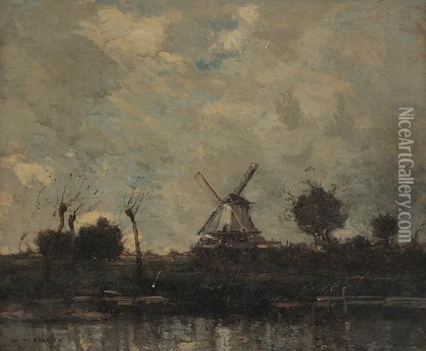 Windmill Near Leyden Oil Painting - William Alfred Gibson