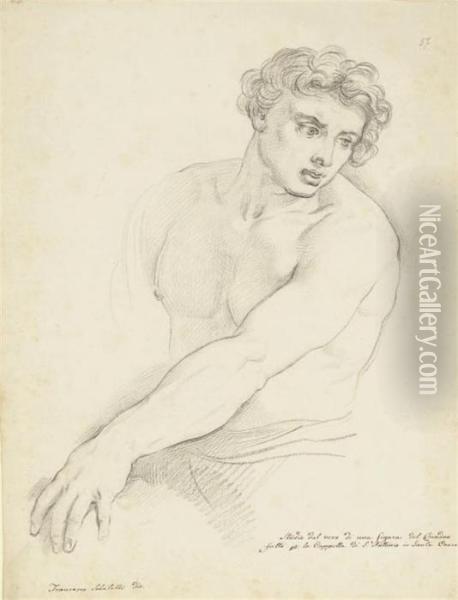 A Study Of A Man, Half-length With His Left Arm Outstretched Oil Painting - Francesco Sabatelli