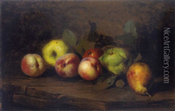 Stilleben Mit Apfel Und Birnen Oil Painting - Pal (Paul) Boehm