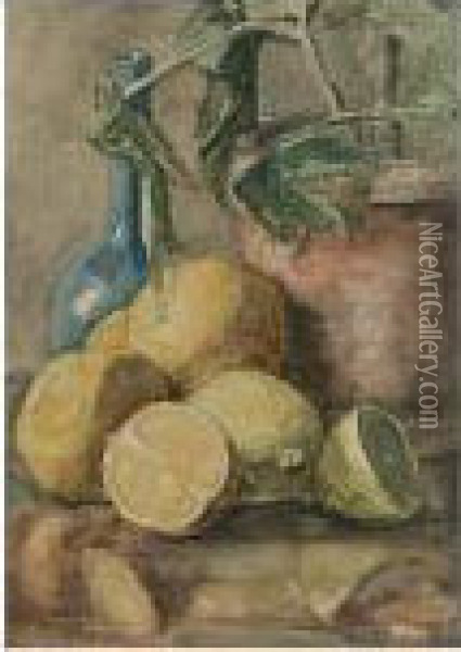Still Life With Lemons Oil Painting - Marie Wandscheer