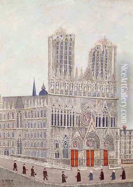 Rheims Cathedral, c.1923 Oil Painting - Louis Vivin