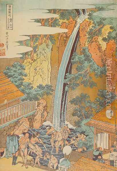 Roben Waterfall at Oyama in Sagami Province (Soshu Oyama Roben no taki) Oil Painting - Katsushika Hokusai