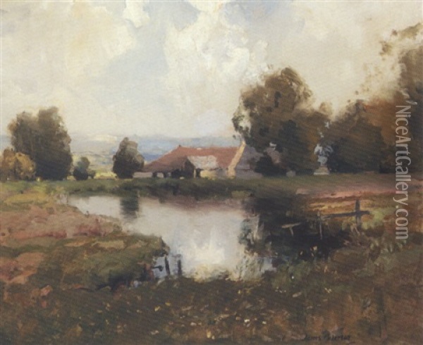 The Duck Pond At Moffatt Mill Oil Painting - James Paterson