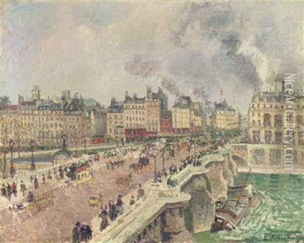 Le Pont Neuf, Naufrage De La Bonne Mere Oil Painting - Camille Pissarro