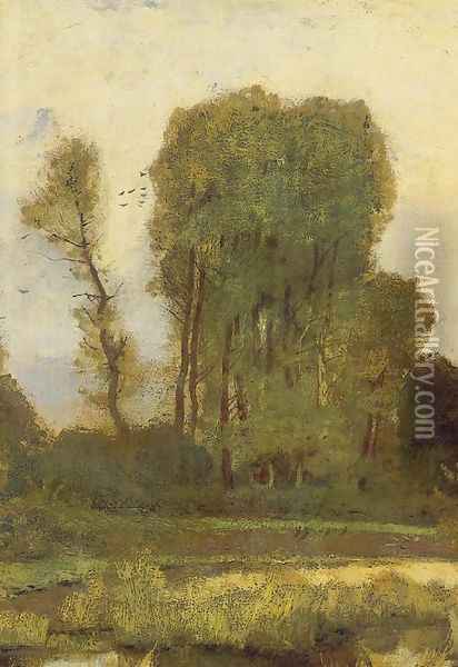 Edge of Forest detail 1872 Oil Painting - Laszlo Paal