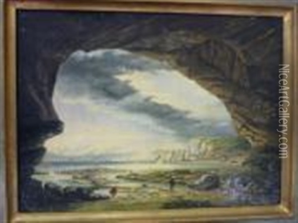 Grotte A Maree Basse Oil Painting - Charles Euphrasie Kuwasseg