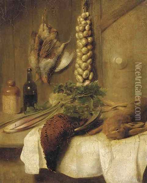 Game in a larder Oil Painting - English School