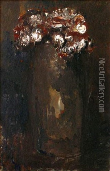Vase De Fleurs Oil Painting - Adolphe Peterelle