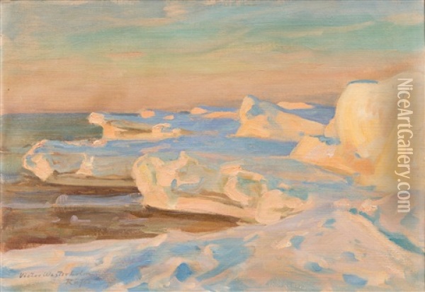 March Sun On Ice Oil Painting - Victor Westerholm
