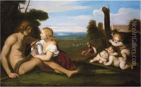 The Three Ages Of Man Oil Painting - Tiziano Vecellio (Titian)