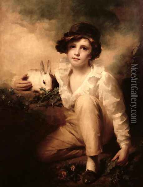 Boy and Rabbit Oil Painting - Sir Henry Raeburn