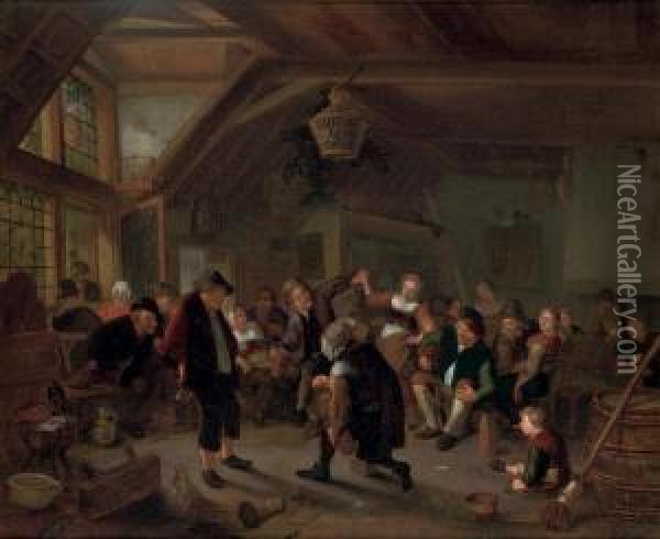 Villagers Making Merry In A Tavern Oil Painting - Richard Brakenburgh