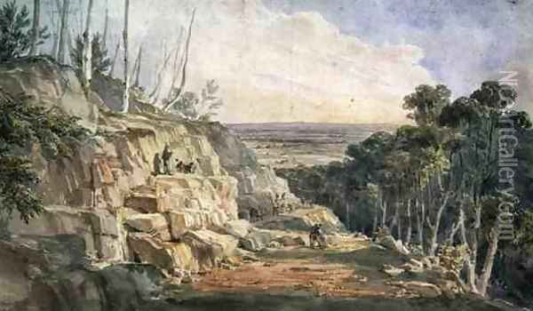 Convicts Building a Road Over the Blue Mountains, 1833 Oil Painting - Charles Rodius
