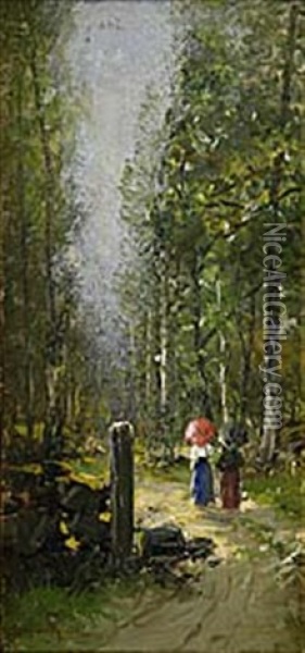 Promenad Oil Painting - Johan Severin Nilsson