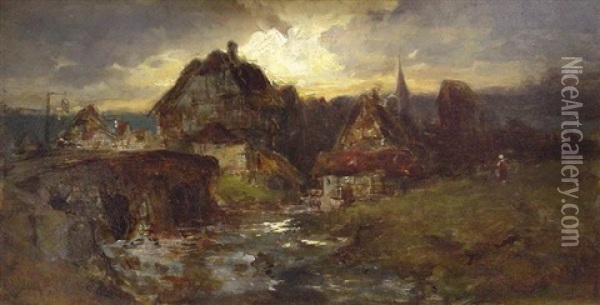 Dorf Am Bachlauf Oil Painting - Gustav Eggena