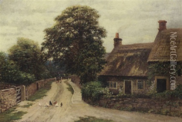 The Village Lane Oil Painting - Robert Ward Van Boskerck