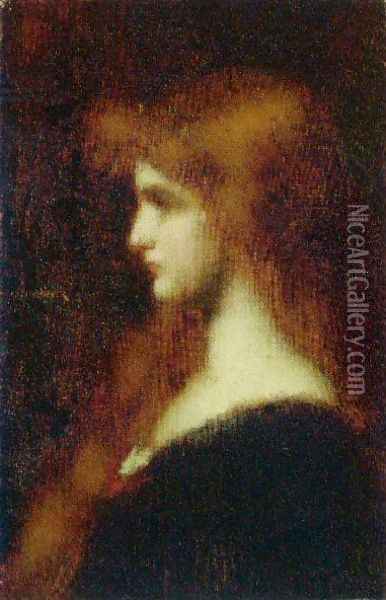 Beauty in profile Oil Painting - Jean-Jacques Henner