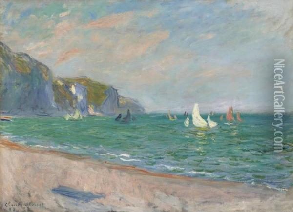 Bateaux Devant Les Falaises De Pourville Oil Painting - Claude Oscar Monet
