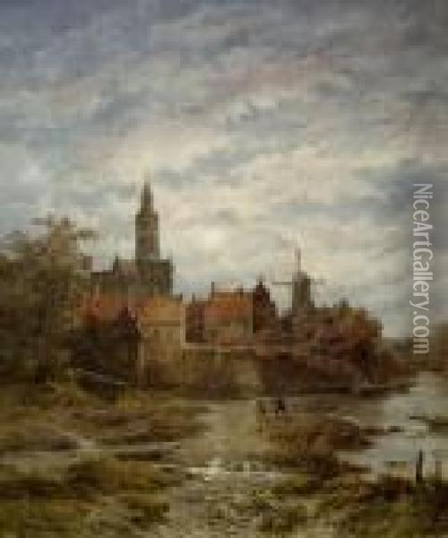 Hollandische Stadtansicht Oil Painting - Remigius Adriannus van Haanen
