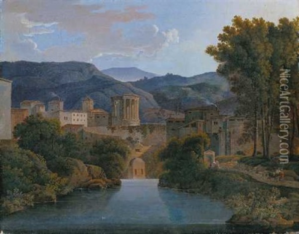 Ansicht Von Tivoli Oil Painting - Johann Christian Eberlein