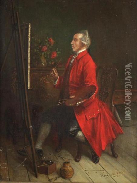Portrait Of A Gentleman Artist Oil Painting - Hans August Lassen