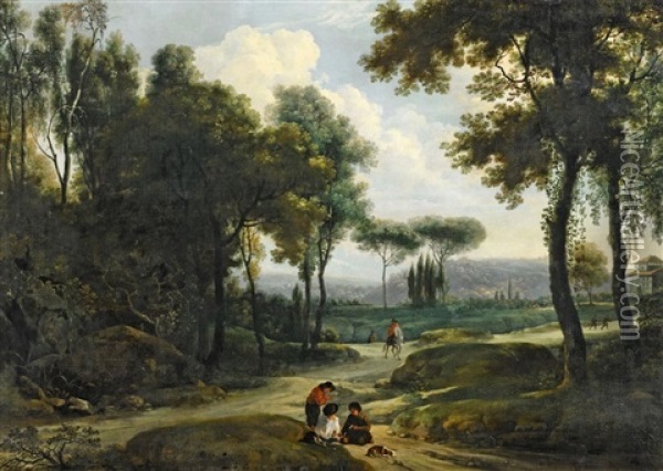 Italienische Waldlandschaft Mit Reitern Oil Painting - Frederick De Moucheron