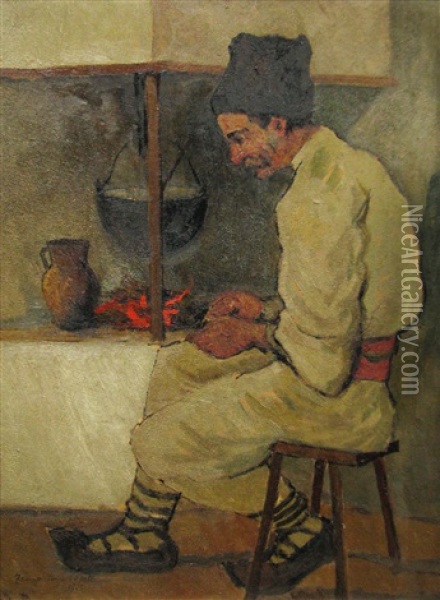 At The Heart Oil Painting - Gheorghe Zamphiropol Dall