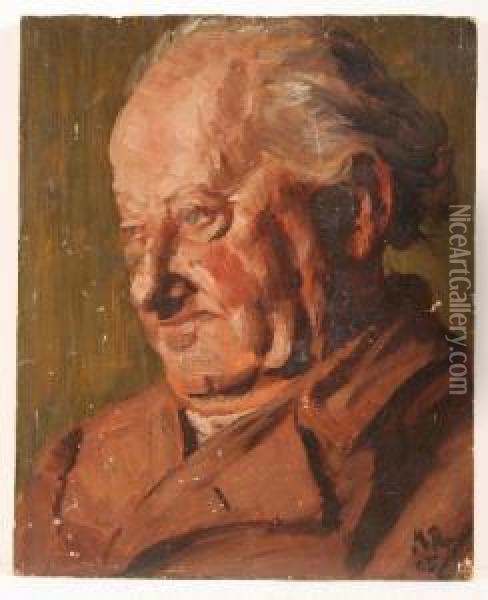 Portrait Einesalten Mannes, Dreiviertelprofil Oil Painting - Heinrich Reifferscheid