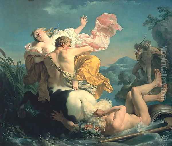 The Abduction of Deianeira by the Centaur Nessus 1755 Oil Painting - Aladar Korosfoi-Kriesch