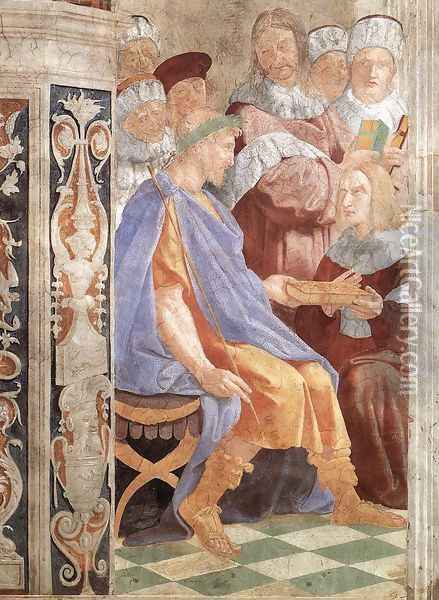 Justinian Presenting The Pandects To Trebonianus Oil Painting - Raphael