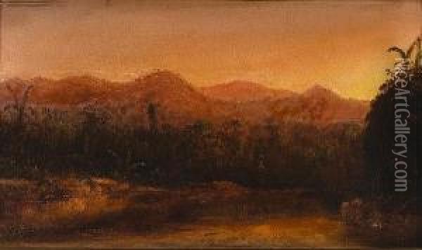 Sunset In The Tropics Oil Painting - Norton Bush