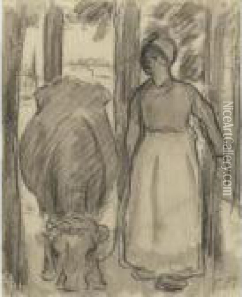 La Vachere Oil Painting - Camille Pissarro