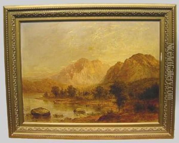 Mountainous Landscape With Lake Oil Painting - Elias Wade Durand