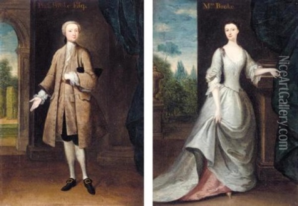 Portrait Of Philip Broke (+ Portrait Of Ann Bowes, His Wife; Pair) Oil Painting - Thomas Bardwell