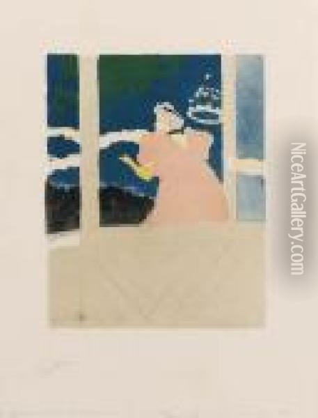 Aux Ambassadeurs--chanteuse Au Caf-concert Oil Painting - Henri De Toulouse-Lautrec