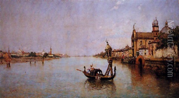 Canal De Venecia Oil Painting - Antonio Maria de Reyna Manescau