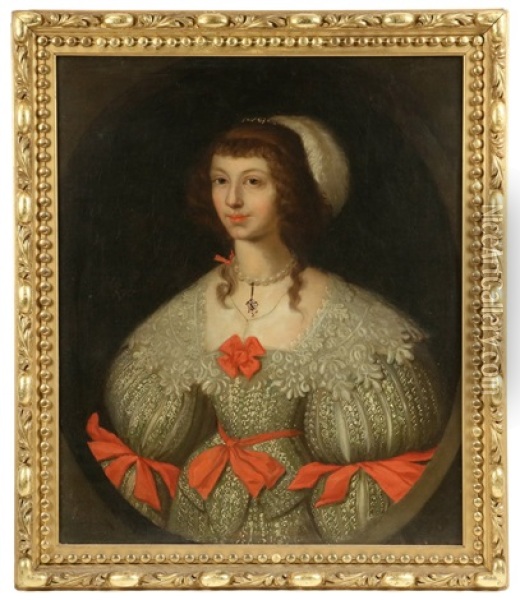 Portrait Of Lady Sophia Talbot Oil Painting - Cornelis Jonson Van Ceulen