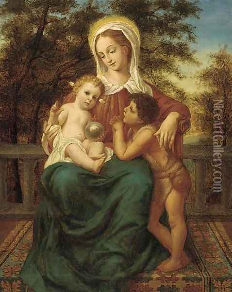 Madonna and child with Saint John the Baptist Oil Painting - Ludwig Windschmitt