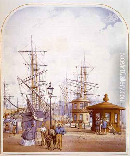 Waterloo Docks from Modern Liverpool Illustrated Oil Painting - William Gavin Herdman