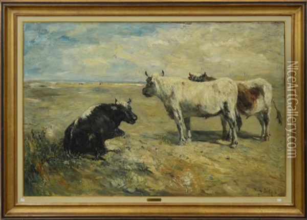 Boeufs En Bord De Mer Oil Painting - Henry Schouten