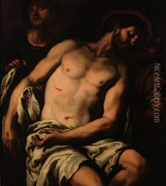 Der Tote Christus, Von Zwei Engeln Gestuzt Oil Painting - Johann Carl Loth