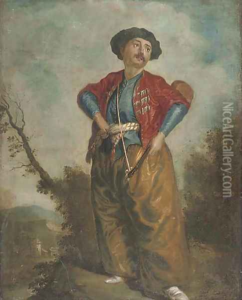 A lute player in a landscape Oil Painting - Watteau, Jean Antoine