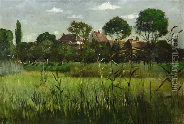 Blick Auf Ein Dorf Oil Painting - Paul Wilhelm Keller-Reutlingen